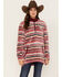 Image #1 - Hooey Women's Serape Stripe Print Quarter Zip Fleece Pullover, Pink, hi-res