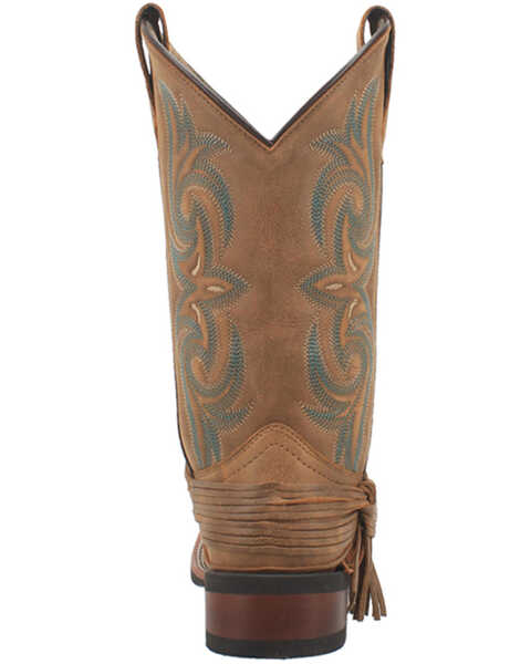 Image #5 - Laredo Women's Tan Turquoise Stitching Western Boots - Square Toe, Brown, hi-res