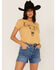 Image #3 - Bandit Women's Steer Head Graphic Tee, Mustard, hi-res