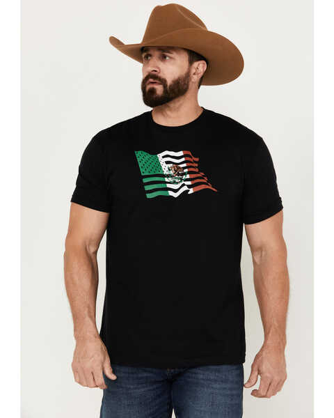 Cowboy Hardware Men's Mexican American Flag Short Sleeve Graphic T-Shirt, Black, hi-res