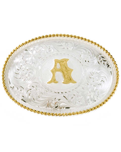 Montana Silversmiths Men's Initial "A" Buckle, Silver, hi-res