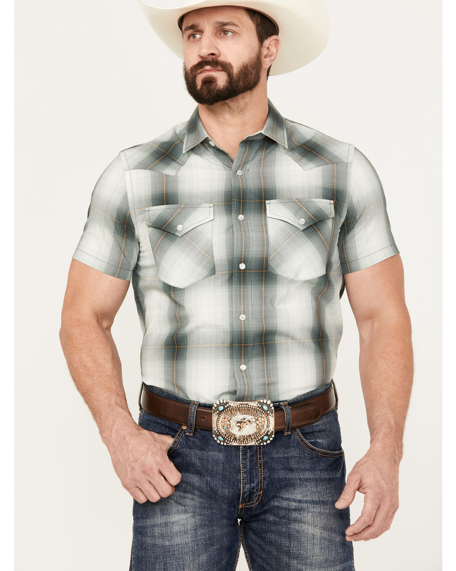 Pendleton Men s Frontier Plaid Short Sleeve Western Pearl Snap Shirt