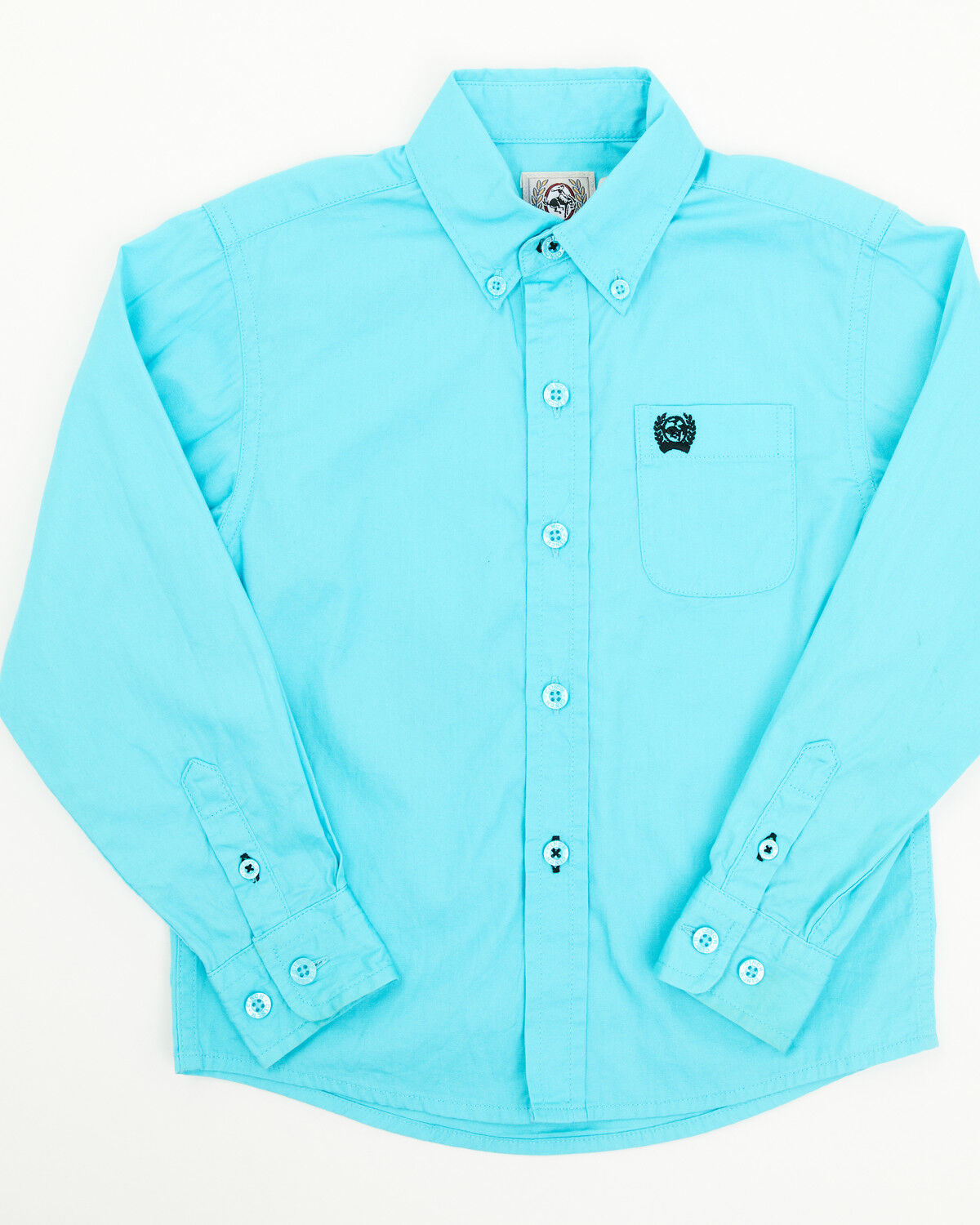 Image #1 - Cinch Toddler Boys' Solid Long Sleeve Button-Down Western Shirt, Turquoise, hi-res