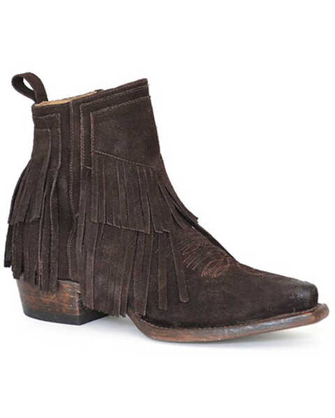 Stetson Women's Jessie Fringe Western Boots - Snip Toe, Brown, hi-res