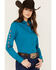 Image #1 - Ariat Women's Team Kirby Long Sleeve Button Down Stretch Western Shirt - Plus, Teal, hi-res