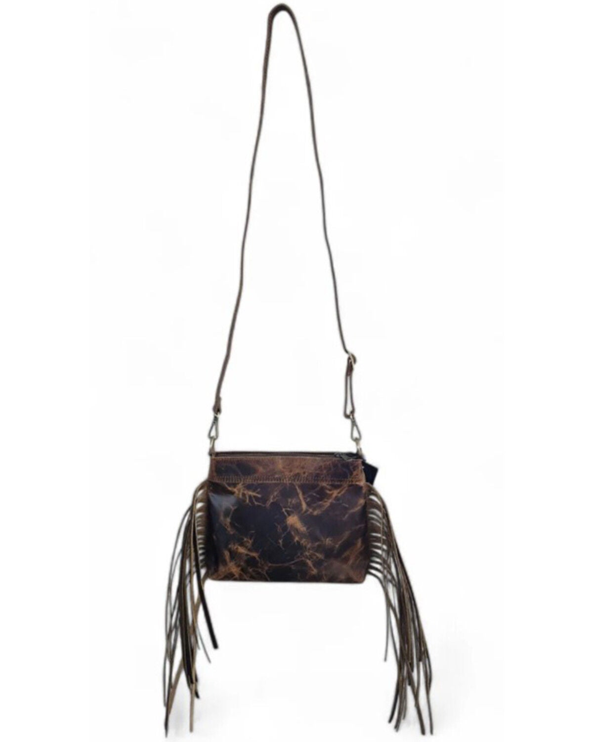 Image #2 - Ranch Junkie Women's Highlands Cowhide Leather Crossbody, Chocolate, hi-res