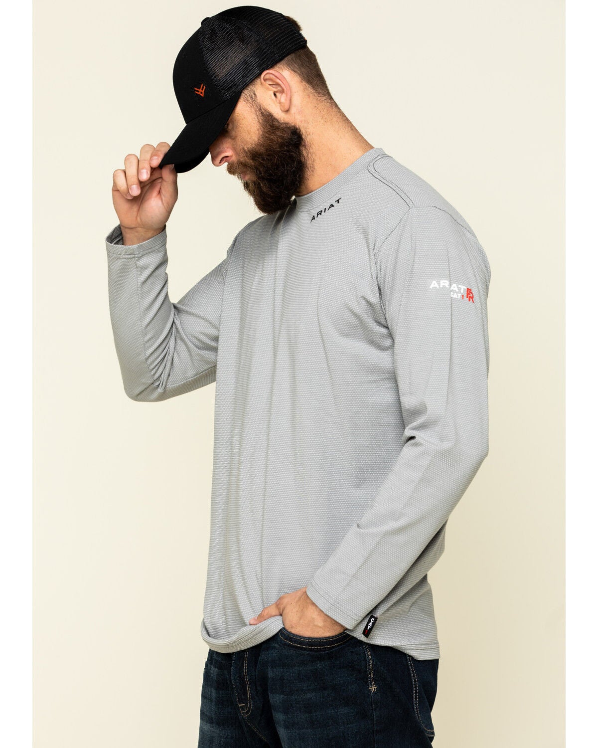 Image #3 - Ariat Men's Silver Fox FR Baselayer Long Sleeve Work T-Shirt - Tall, Silver, hi-res