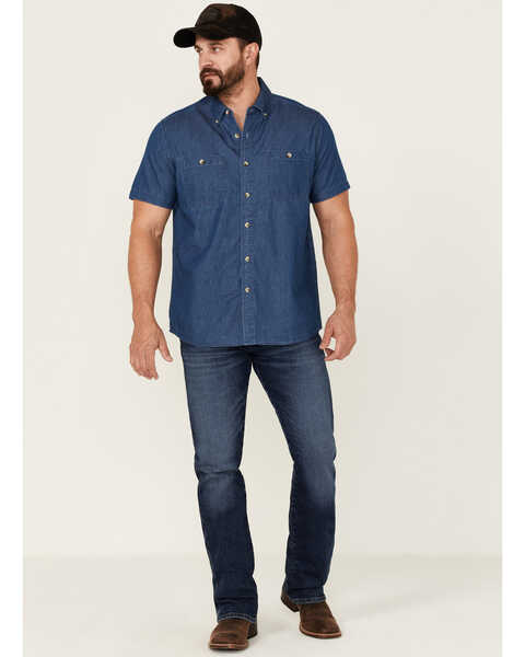 Image #2 - North River Men's Short Sleeve Button Down Western Shirt , Dark Blue, hi-res
