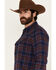 Image #2 - Moonshine Spirit Men's Fireland Dobby Plaid Print Long Sleeve Snap Western Shirt, Burgundy, hi-res