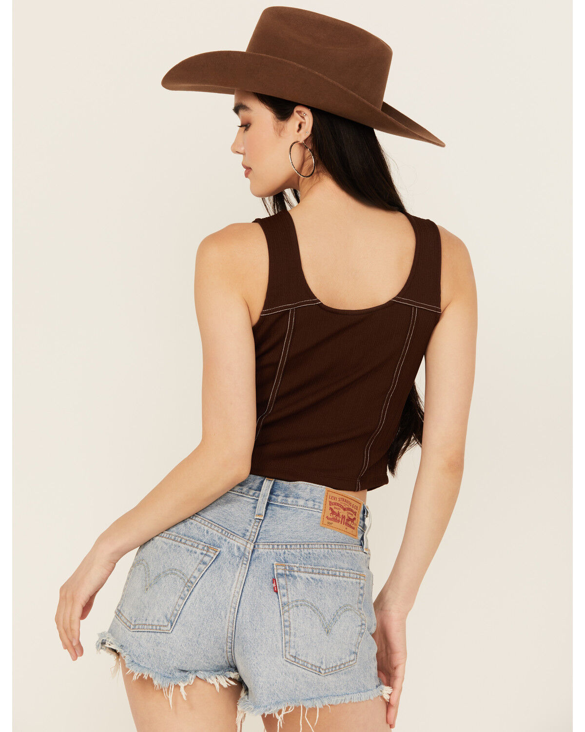 Image #4 - Shyanne Women's Corset Tank, Dark Brown, hi-res