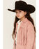 Image #2 - Fornia Girls' Star Patch Fringe Jacket , Light Pink, hi-res