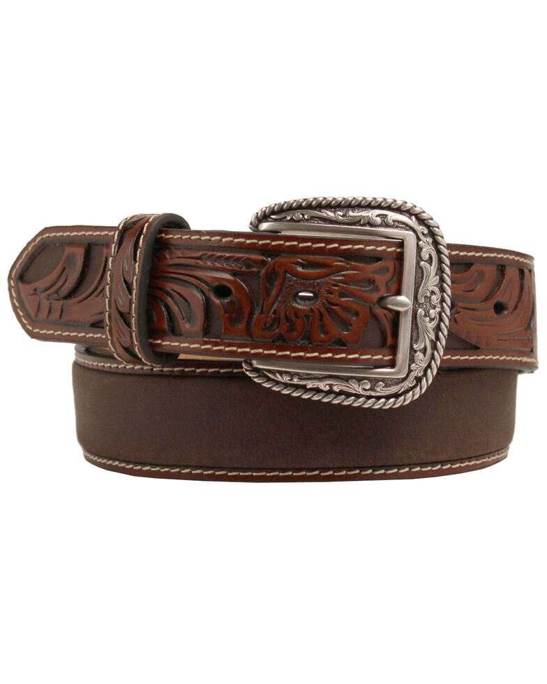 Ariat Tooled Billet Leather Belt, Tan, hi-res