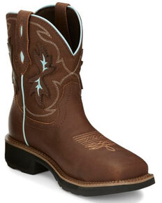 Justin Women's Chisel Waterproof Western Work Boots - Nano Composite Toe, Brown, hi-res