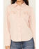 Image #3 - Cruel Girl Women's Solid Long Sleeve Pearl Snap Western Shirt, Pink, hi-res