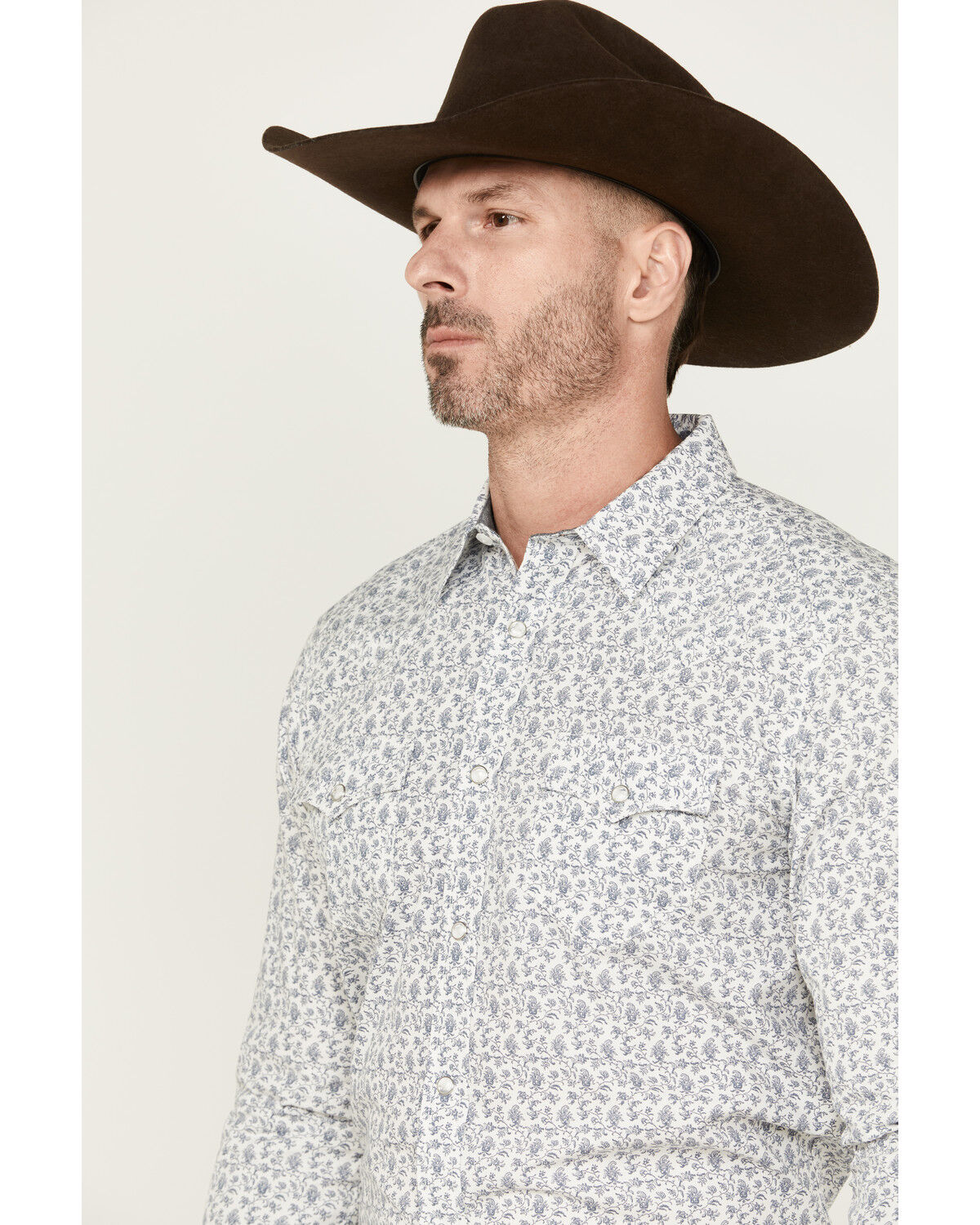 Image #2 - Cody James Men's Dandy Floral Print Long Sleeve Snap Western Shirt, White, hi-res