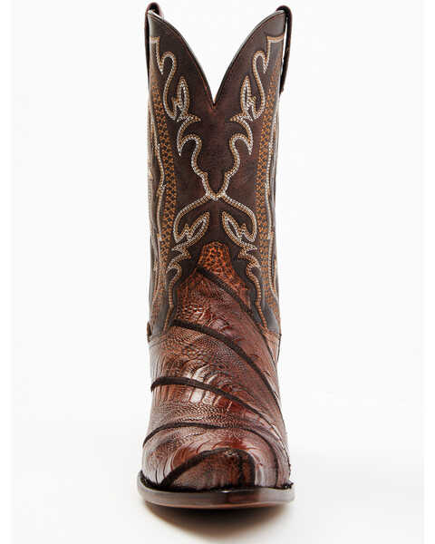 Image #4 - Dan Post Men's Exotic Wrapped Ostrich Leg Western Boots - Snip Toe , Tan, hi-res