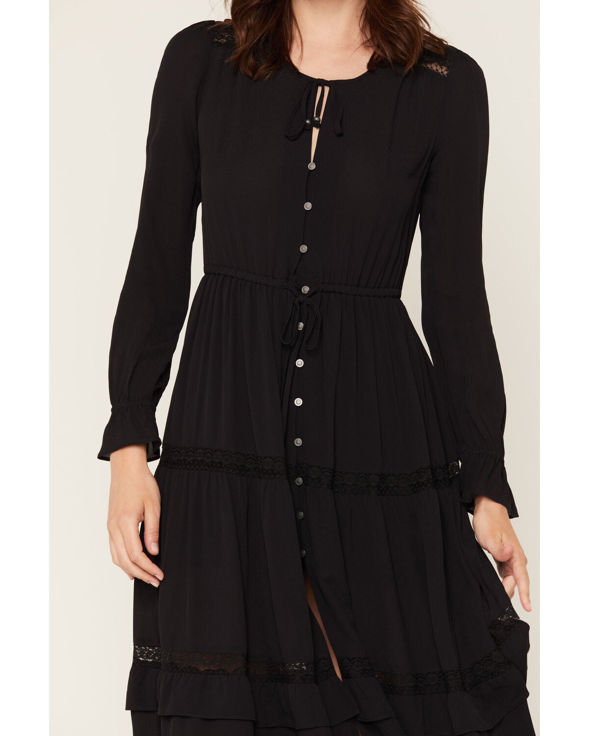 Image #3 - Idyllwind Women's Alison Ruffle Long Sleeve High-Low Dress, Black, hi-res