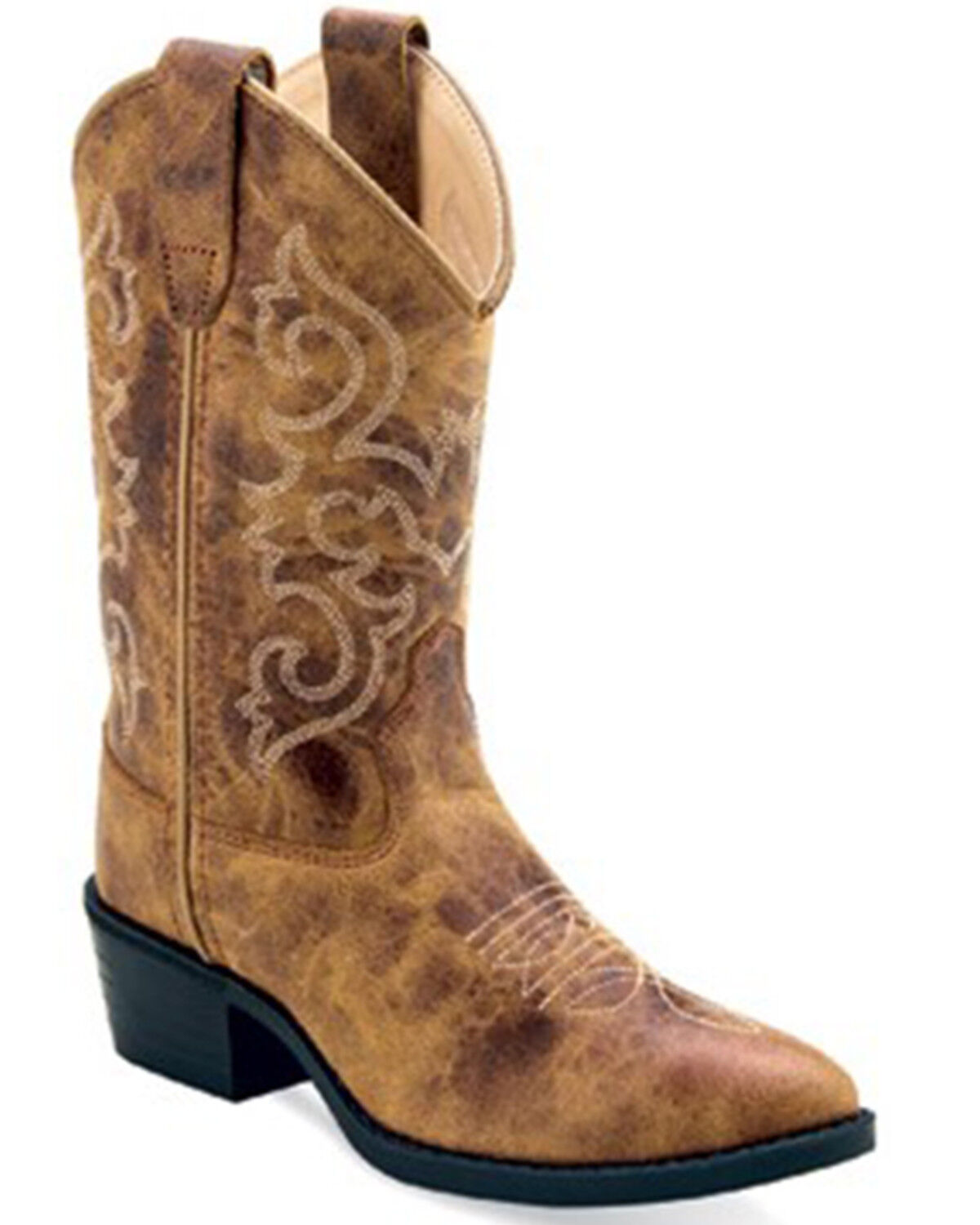 Image #1 - Old West Boys' Burnt Western Boots - Round Toe, Tan, hi-res