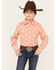 Image #1 - Shyanne Girls' Southwestern Print Long Sleeve Button-Down Stretch Western Shirt, Brick Red, hi-res