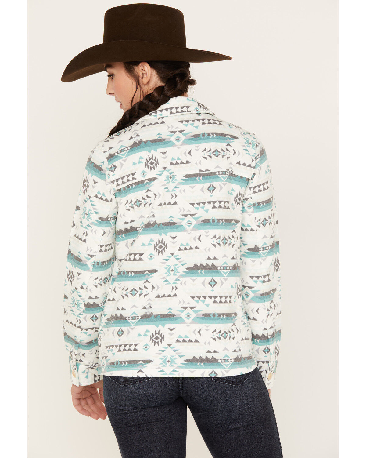 Image #4 - RANK 45® Women's Southwestern Print Quilted Shacket, Teal, hi-res