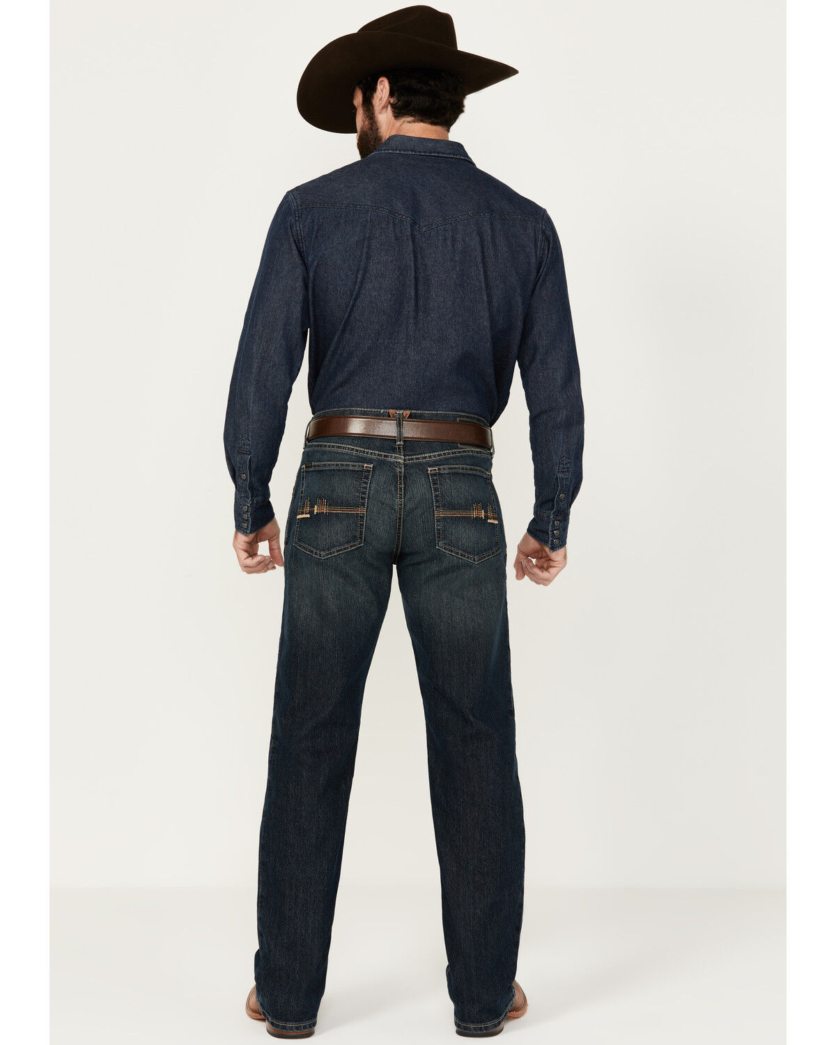 Image #4 - Ariat Men's M4 Derek Dark Wash Relaxed Stretch Bootcut Jeans, Dark Wash, hi-res