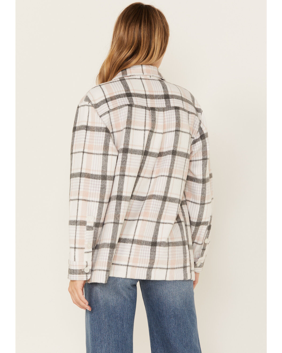Image #3 - Cleo + Wolf Women's Plaid Print Shacket, Ivory, hi-res