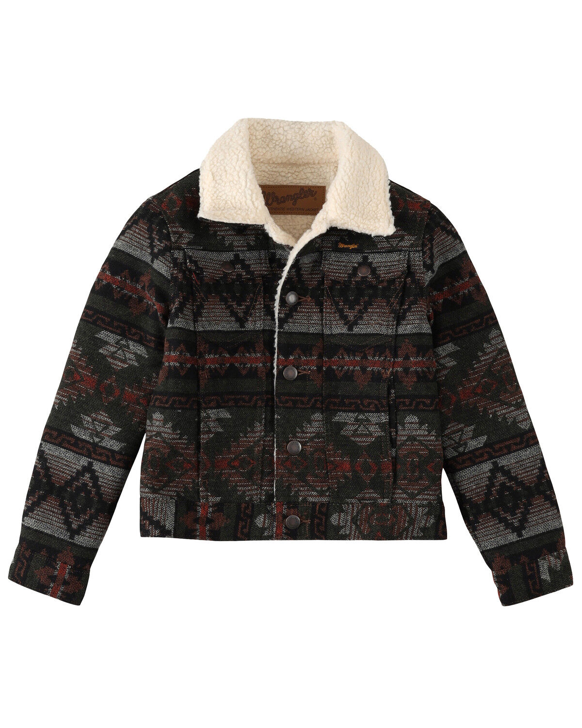 Image #1 - Wrangler Boys' Jaquard Sherpa Lined Jacket, Multi, hi-res