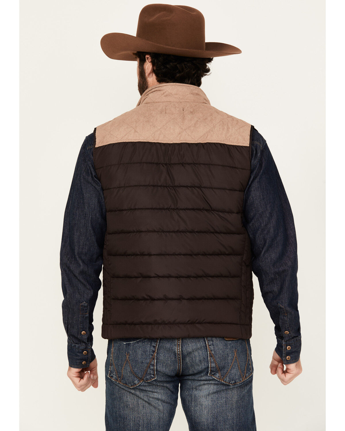 Image #4 - Hooey Men's Colorblock Packable Puffer Vest, Brown, hi-res