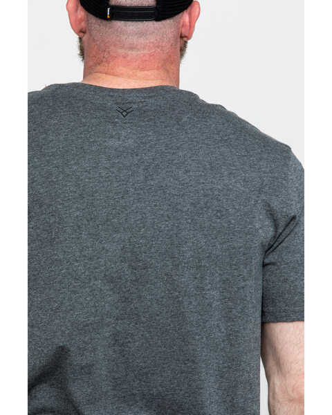 Hawx Men's Pocket Henley Short Sleeve Work T-Shirt - Tall , Charcoal, hi-res