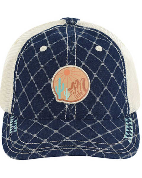 Trenditions Women's Catchfly Denim Diamond Weave And Desert Baseball Cap , Navy, hi-res