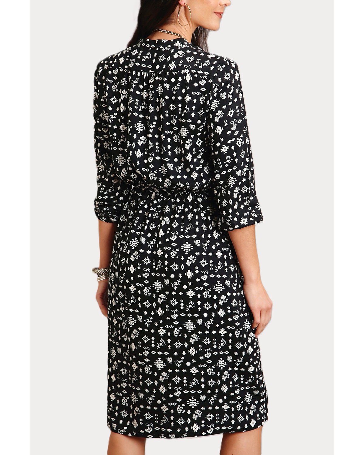 Image #2 - Roper Women's Southwestern Print Long Sleeve Midi Dress, Black, hi-res