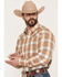 Image #2 - Stetson Men's Dobby Plaid Print Long Sleeve Snap Western Shirt, Tan, hi-res