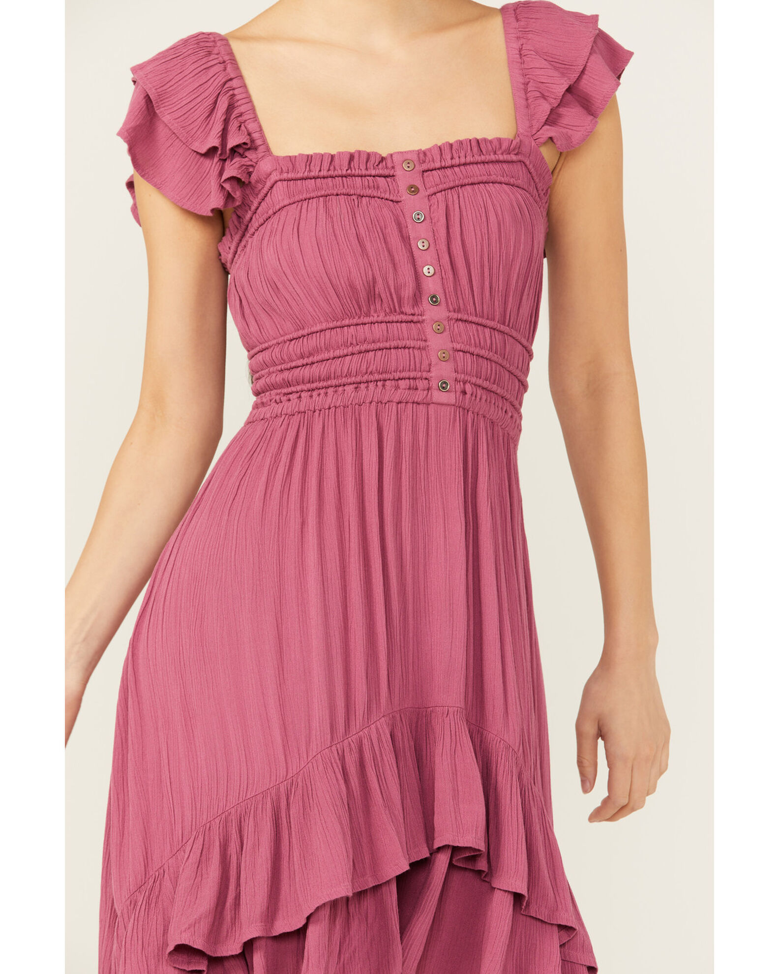 Product Name: Shyanne Women's Flutter Sleeve Smocked High-Low Dress