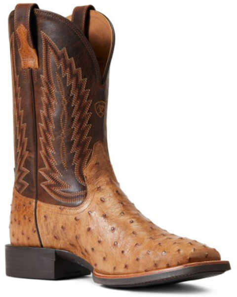 Ariat Men's Ranger & Beam Brown Ostrich Quill Quantam Primo Exotic Western Boot - Wide Square Toe , Brown, hi-res