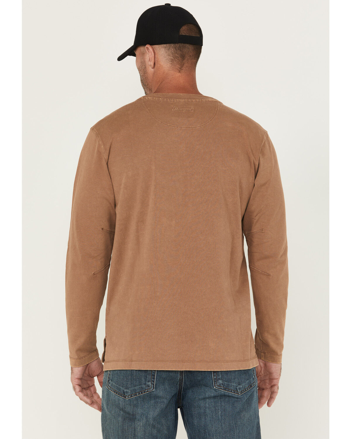 Image #4 - Thorogood Men's Heavyweight Vintage Wash Long Sleeve Henley Shirt, Khaki, hi-res