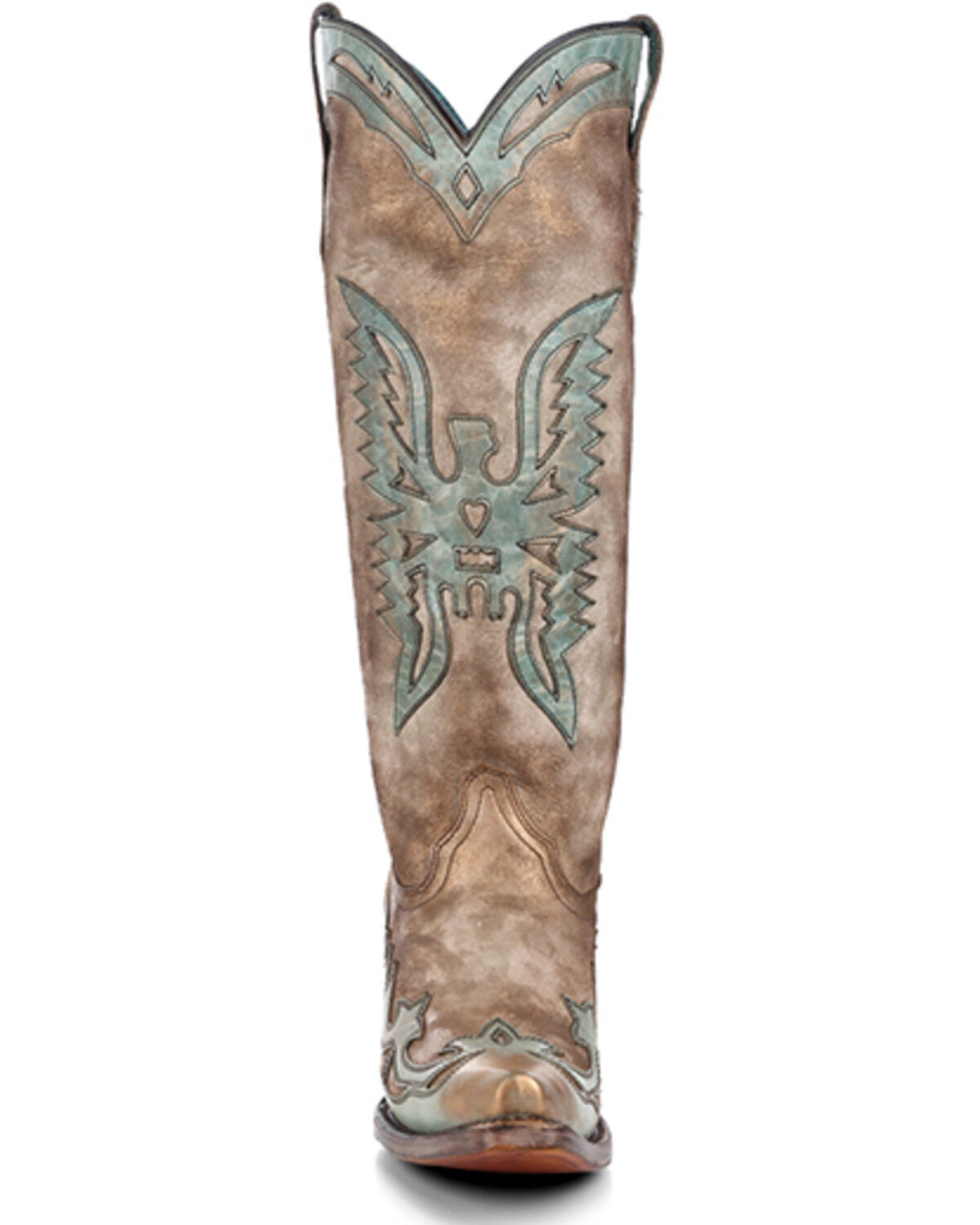 Image #3 - Corral Women's Eagle Overlay Tall Western Boots - Snip Toe, Ivory, hi-res