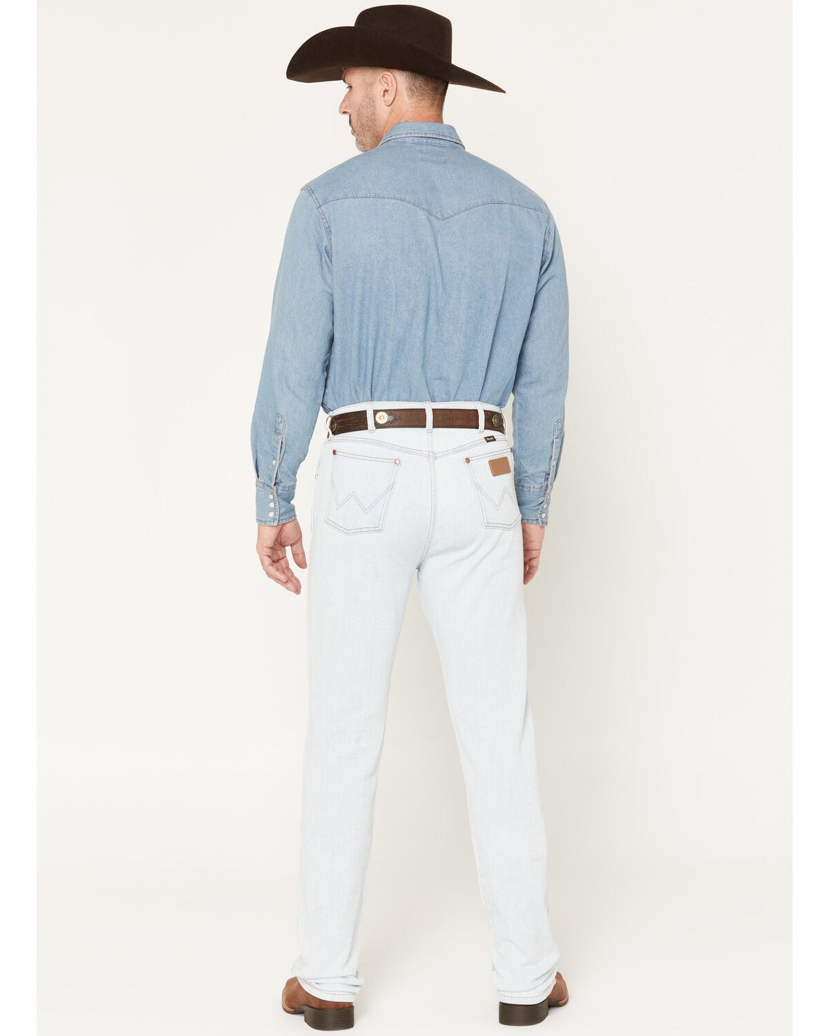 Image #3 - Wrangler Men's 13MWZ Toughlite Light Wash Cowboy Cut Straight Stretch Denim Jeans, Light Wash, hi-res