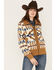 Image #1 - Pendleton Women's Foxglove Berber Mixed Print Fleece Bomber Jacket , Brown, hi-res