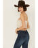 Image #4 - Miss Me Women's Flower Embellished Cropped Tank, Cream, hi-res