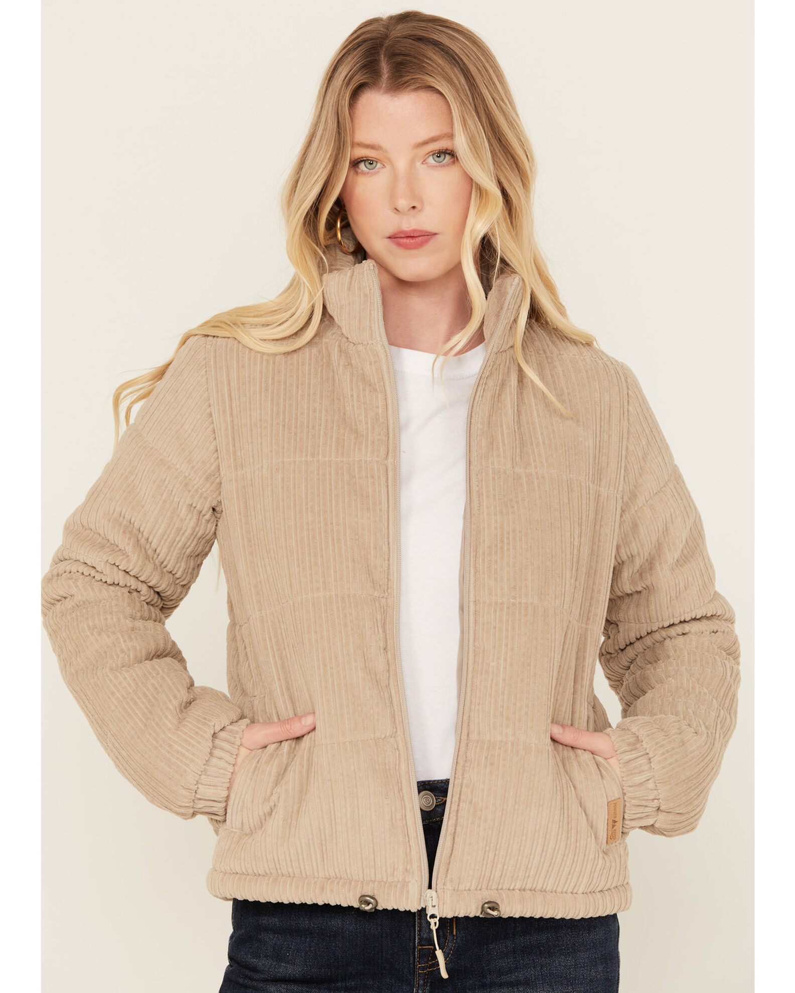 Corduroy puffer jacket women's top