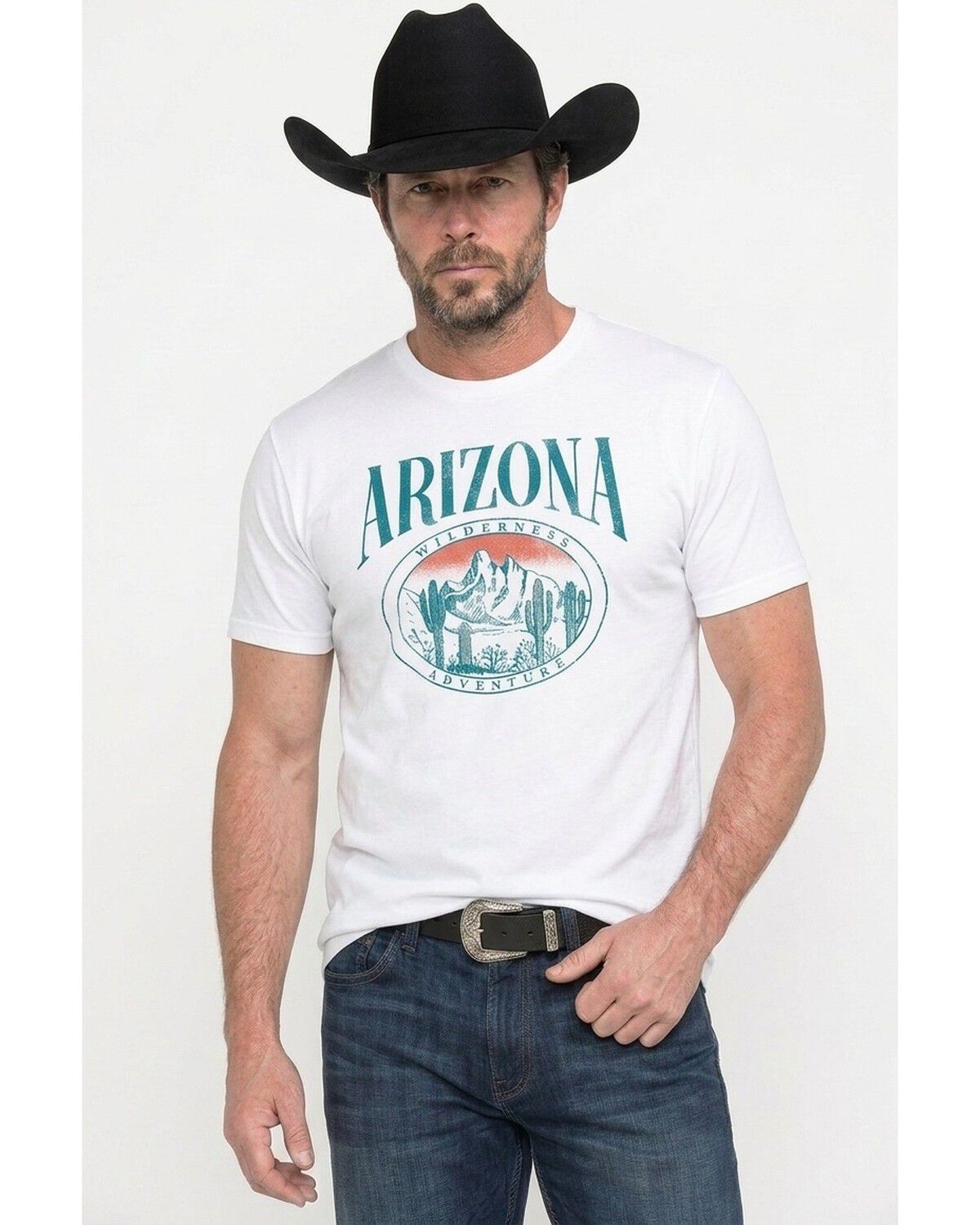 Image #1 - Americana Men's Arizona Wilderness Short Sleeve Graphic T-Shirt, White, hi-res
