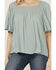 Image #3 - Band Of The Free Women's Solid Short Sleeve Ruffle Blouse, Blue, hi-res