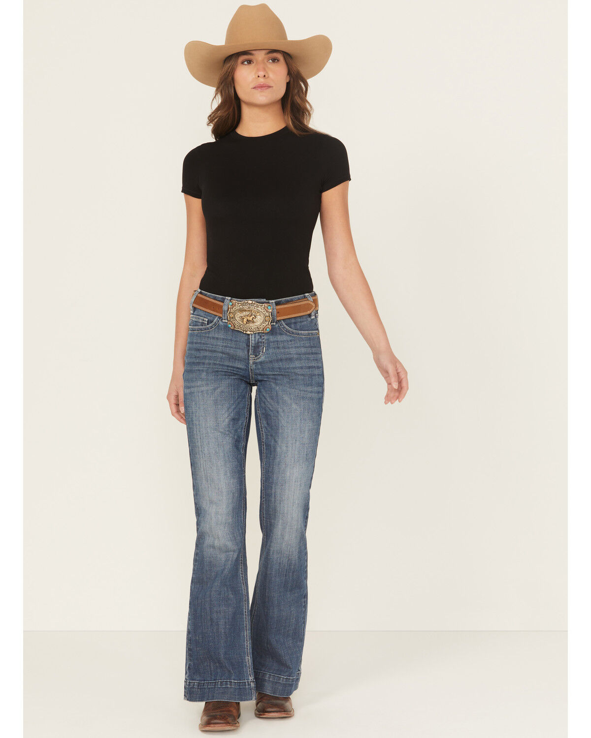 Image #3 - Rock & Roll Denim Women's Medium Wash Trouser Stretch Denim Jeans, Medium Wash, hi-res