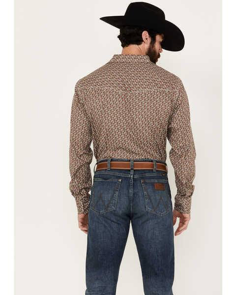 Image #4 - Wrangler 20X Men's Printed Long Sleeve Snap Western Shirt - Tall , Rust Copper, hi-res