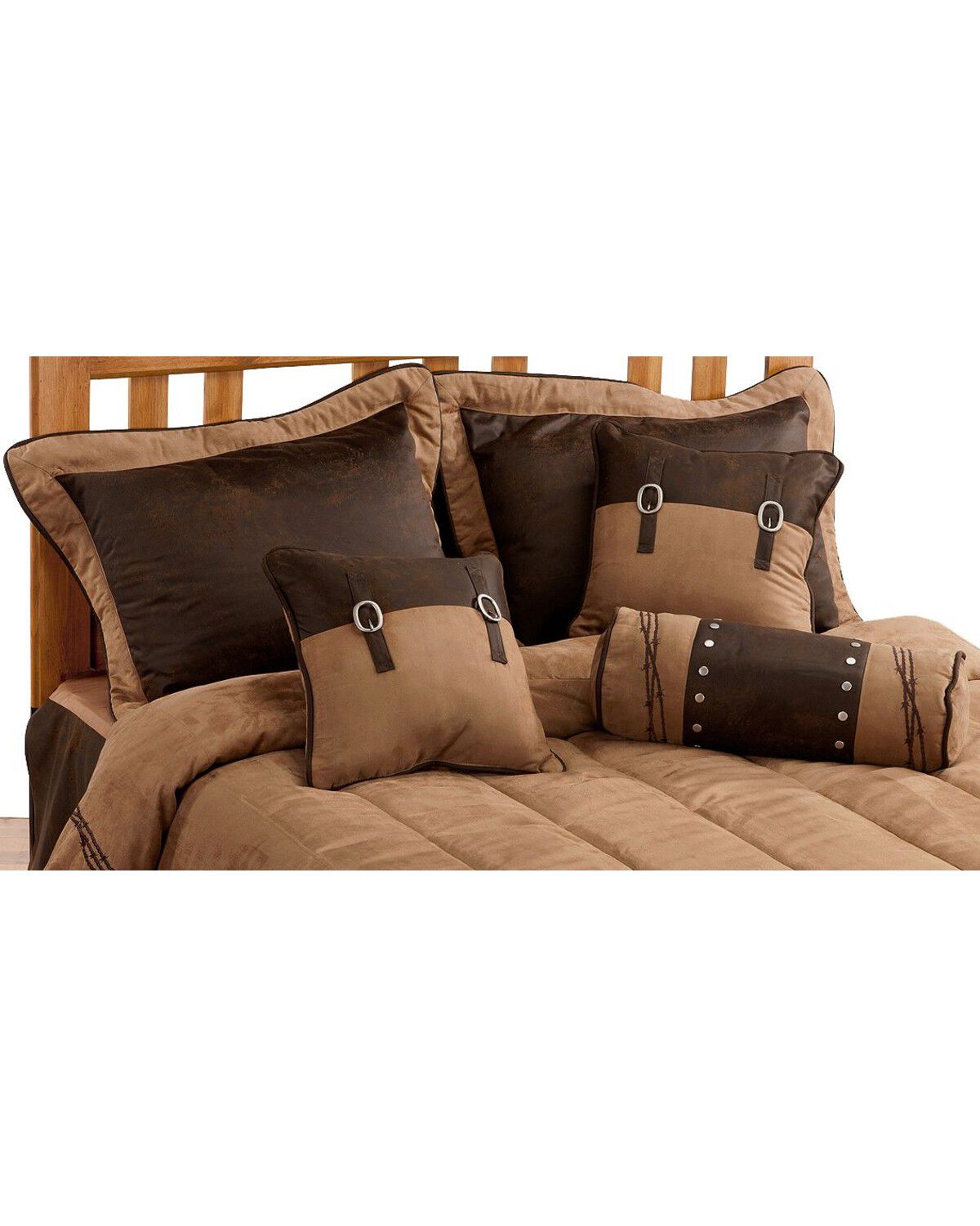 Image #2 - HiEnd Accents Barbed Wire Embroidery Bed In A Bag Set - Twin Size, Dark Brown, hi-res
