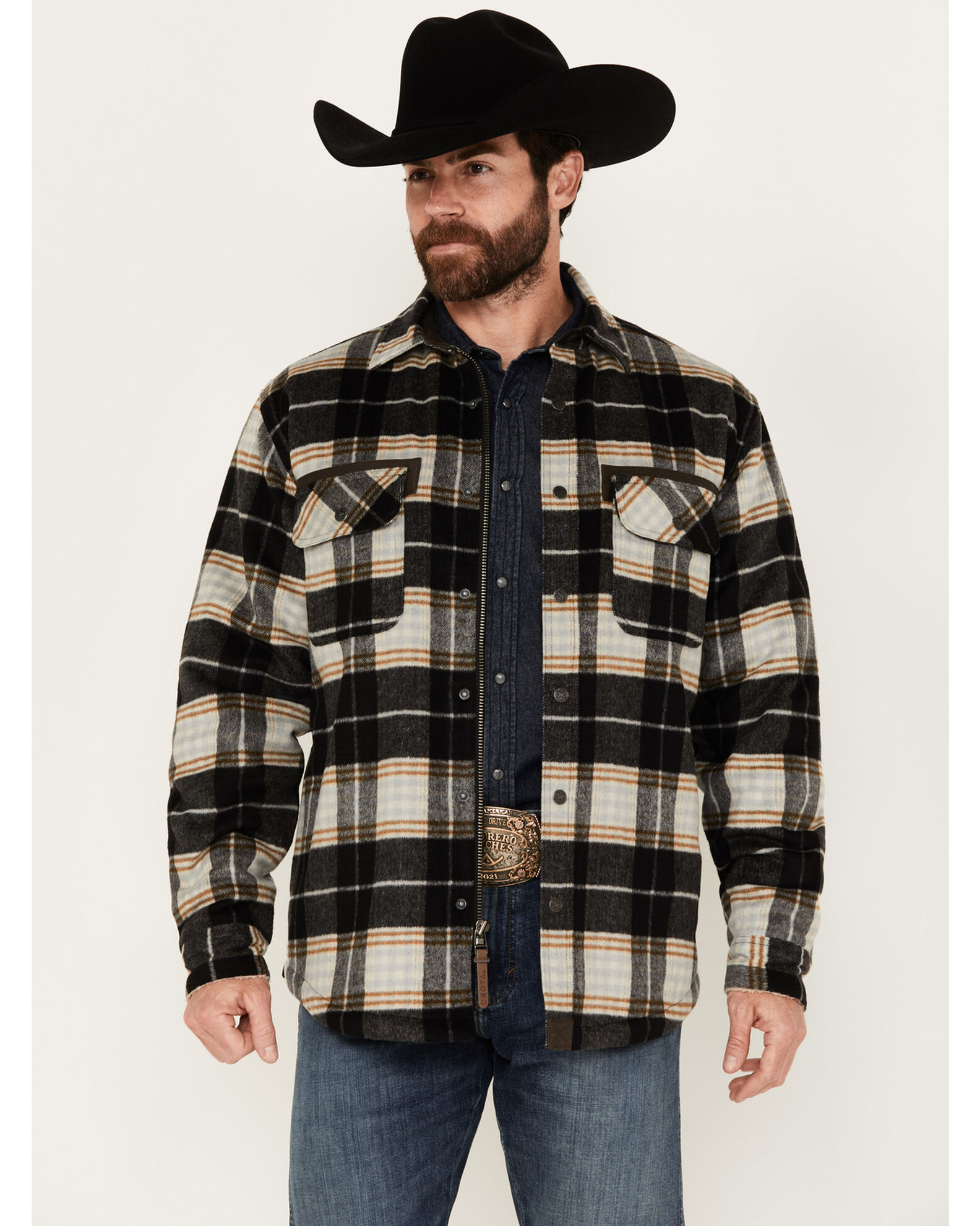 Dakota Grizzly Men s Plaid Print Burke Wool Sherpa Lined Zip