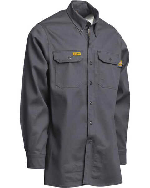 Lapco Men's FR 6oz. Gold Label Uniform Shirt - Tall, Grey, hi-res