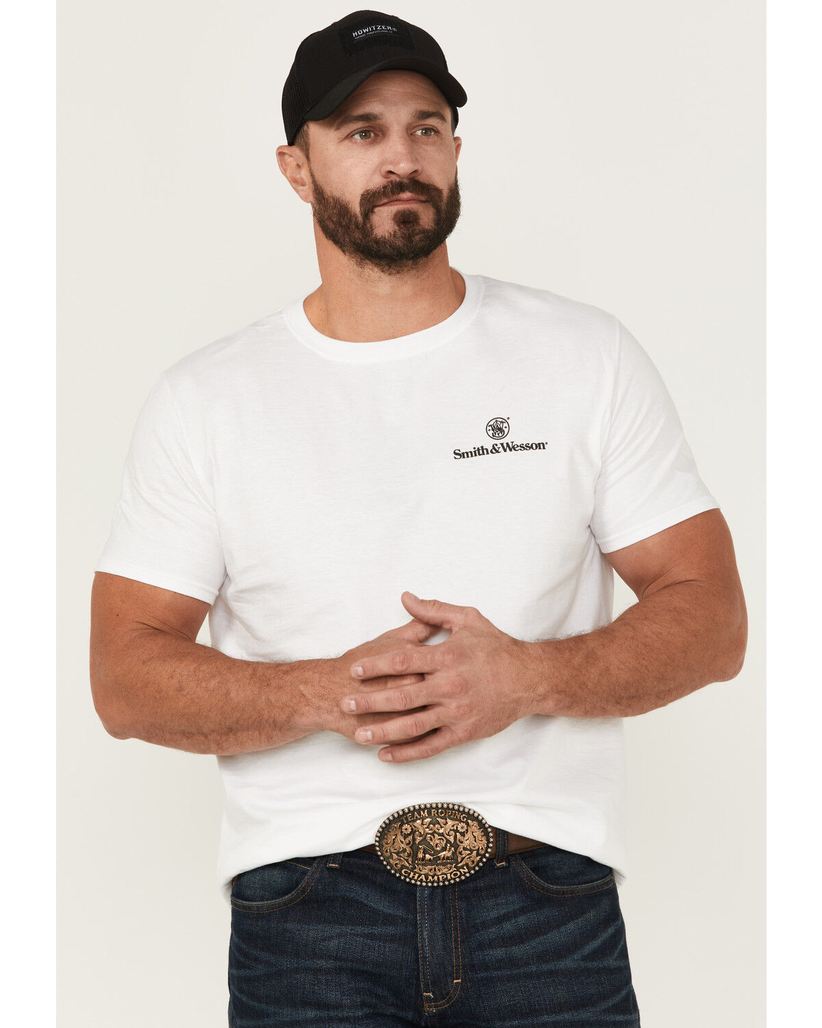 Image #2 - Smith & Wesson Men's Freedom Bull Skull Short Sleeve Graphic T-Shirt, White, hi-res