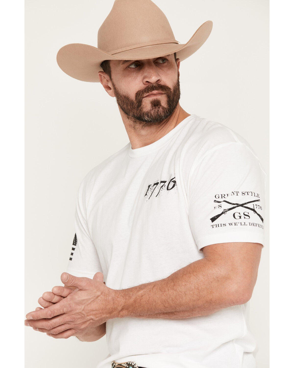 Image #3 - Grunt Style Men's 1776 Flag Short Sleeve Graphic T-Shirt - Big, White, hi-res