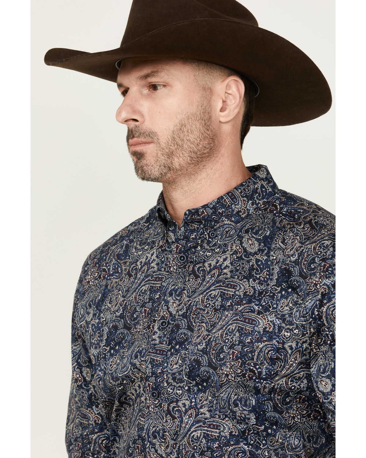 Image #2 - Cody James Men's Neverland Paisley Print Long Sleeve Button-Down Stretch Western Shirt - Big, , hi-res